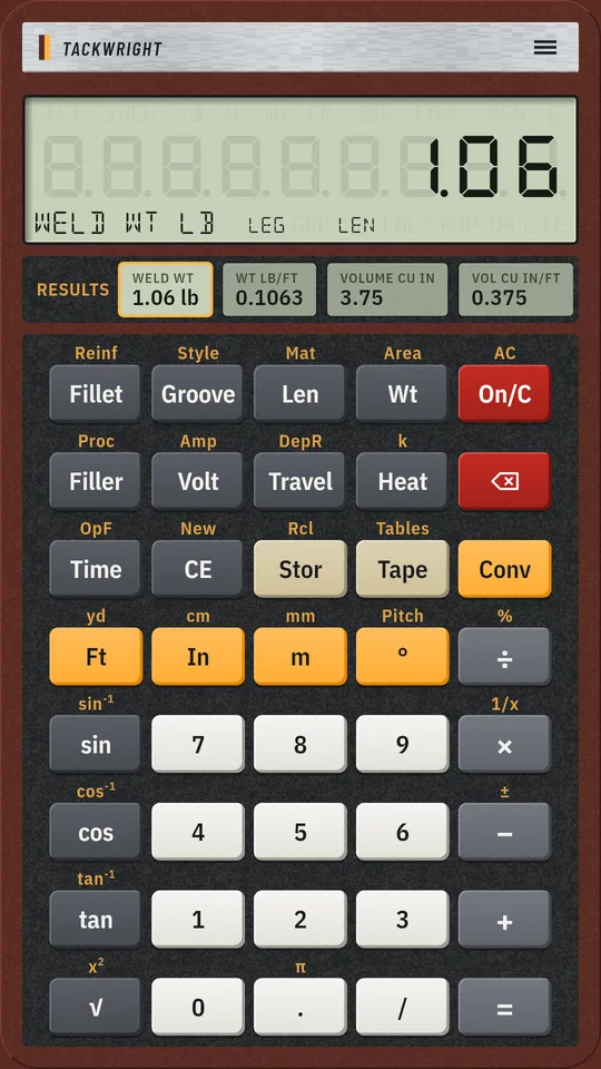 Tackwright on an Android phone: Fillet weight
